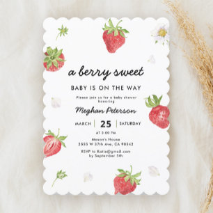 Invitation Bébé Fraise Doux Sur Le Chemin Baby shower