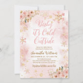 Invitation Bébé froid à l'extérieur Baby shower rose fille d' (Devant)