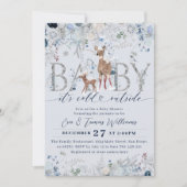 Invitation Bébé froid dehors bleu poussiéreux Bébé Garçon Dou (Devant)