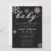 Invitation Bébé Froid Hors Rhinestones Roses Fille Douche (Devant)