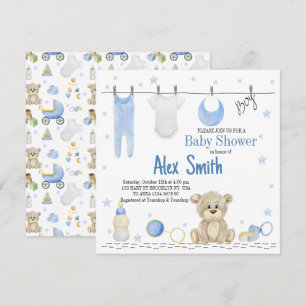 Invitation Bébé garçon à l'aquarelle