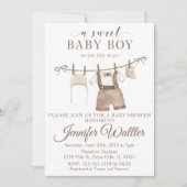 Invitation Bébé garçon accroché vêtements baby shower invitat (Devant)