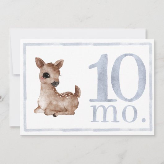 Invitation Bébé Garçon Aquarelle Jalon Dix Mois Ancienne Cart (Devant)