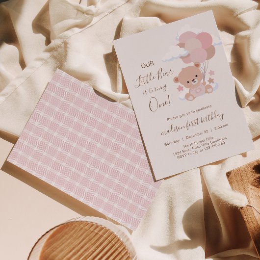 Invitation Bébé Garçon avec ballons Nuages 1er anniversaire