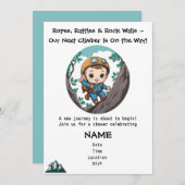 Invitation Bébé garçon aventurier de l'escalade de rochers en (Devant / Derrière)