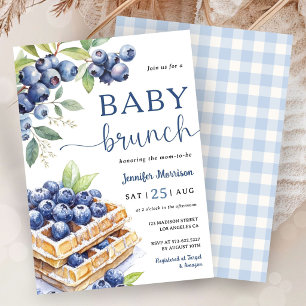 Invitation Bébé garçon Baby Shower Waffle aux myrtilles pour