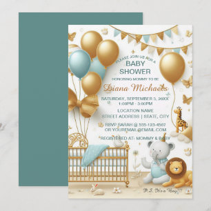 Invitation Bébé Garçon Ballons d'or et jouets