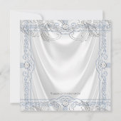 Invitation Bébé garçon bleu argenté baptême satin blanc (Dos)