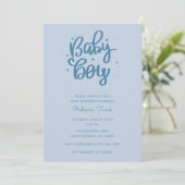 Invitation Bébé Garçon Bleu Baby Shower  (Debout devant)