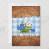 Invitation Bébé Garçon Bleu En vichy Fleurs de bois Bébé Q Ba (Dos)