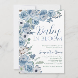 Invitation Bébé garçon dans le Baby shower en fleur