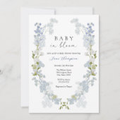 Invitation Bébé garçon dans le Baby shower Fleurs Bleues en F (Devant)