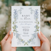 Invitation Bébé garçon dans le Baby shower Fleurs Bleues en F
