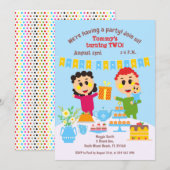 Invitation Bébé garçon deuxième anniversaire gâteau doux invi (Devant / Derrière)