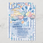 Invitation bébé garçon douche (Devant / Derrière)