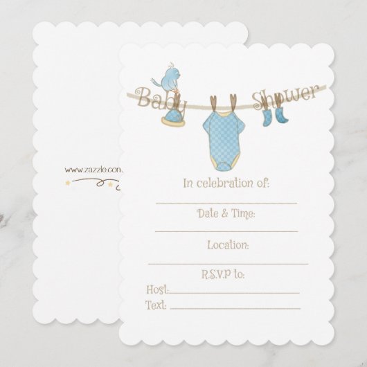 Invitation bébé garçon douche (Devant / Derrière)