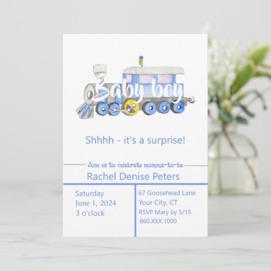 Invitation bébé garçon douche (Debout devant)