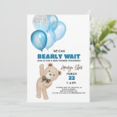 invitation bébé garçon douche à l'ours beige atten (Debout devant)