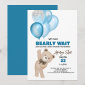 invitation bébé garçon douche à l'ours beige atten (Devant / Derrière)