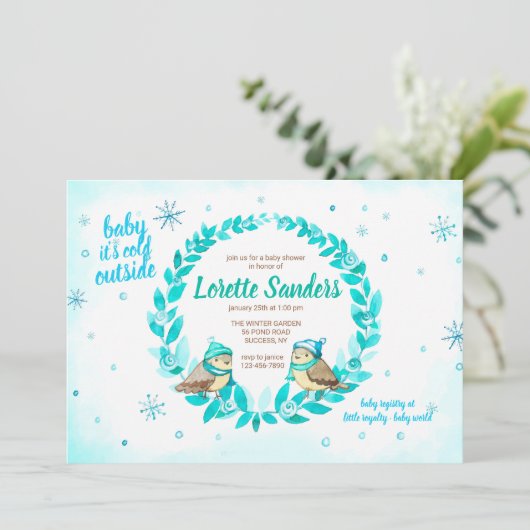 Invitation bébé garçon douche d'hiver (Debout devant)