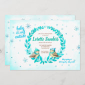 Invitation bébé garçon douche d'hiver (Devant / Derrière)