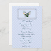 Invitation Bébé Garçon Douche en plâtre bleu (Devant / Derrière)