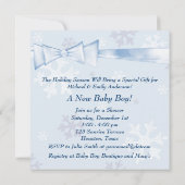 Invitation Bébé garçon douche sous la neige blanche en hiver (Dos)