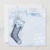 Invitation Bébé garçon douche sous la neige blanche en hiver (Devant)