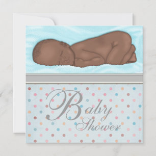 Invitation Bébé garçon endormi bleu gris Baby Shower