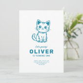 Invitation Bébé garçon fête d'anniversaire avec des couleurs (Debout devant)