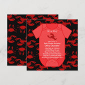 Invitation Bébé garçon homard rouge crustacés Shower (Devant / Derrière)