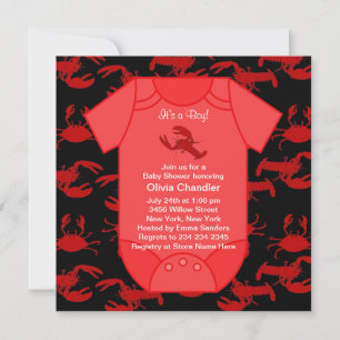 Invitation Bébé garçon homard rouge crustacés Shower