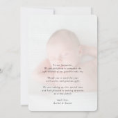 Invitation BÉBÉ GARÇON introduction photo mignon cadre coeur (Dos)