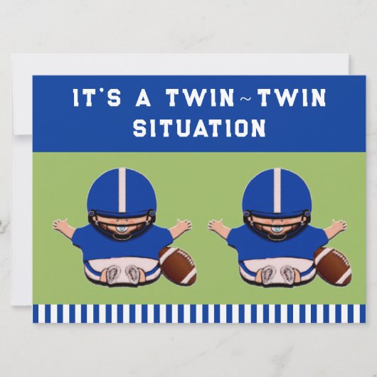 Invitation Bébé Garçon Jumeaux Shower (Devant)