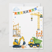Invitation Bébé Garçon Mignon Sous Chantier de Construction B (Dos)