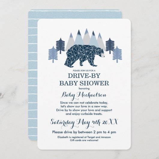 Invitation Bébé Garçon moderne Bear Drive Par Baby shower (Devant / Derrière)