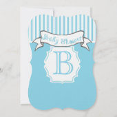 Invitation Bébé garçon moderne motif rayure mignon Douche (Dos)