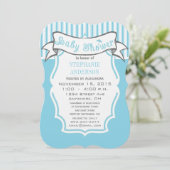Invitation Bébé garçon moderne motif rayure mignon Douche (Debout devant)