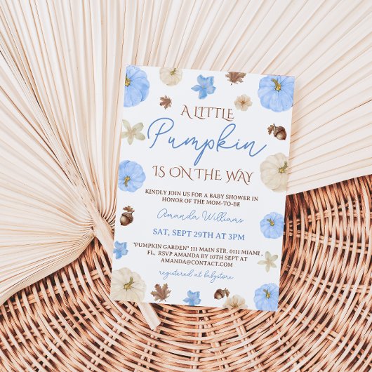 Invitation bébé garçon petite citrouille shower