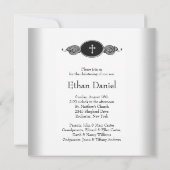 Invitation Bébé garçon photo noir blanc baptême (Dos)