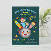 Invitation Bébé garçon premier anniversaire astronaute invita (Debout devant)