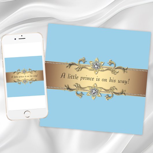 Invitation Bébé Garçon Prince Bleu Shower