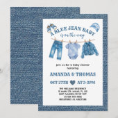 Invitation Bébé garçon shower Jean Bleu (Devant / Derrière)