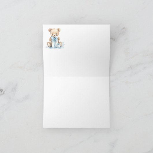 Invitation Bébé Garçon Teddy Ours Avec Ballons (Intérieur)