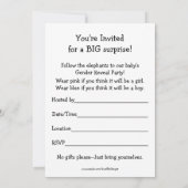 Invitation Bébé Genre Reveal Fête Invitation, Eléphants (Dos)