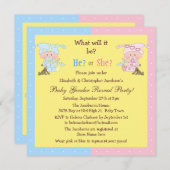 Invitation Bébé Genre Révéler Bébés et lapins mignons (Devant / Derrière)