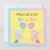 Invitation Bébé Genre Révéler Bébés et lapins mignons (Dos)