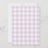 Invitation Bébé Gingham Violet prépare une Baby Shower (Dos)