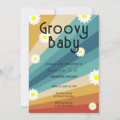 Invitation Bébé Groovy Fête Rétro sur le thème de Daisy (Devant)