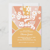 Invitation Bébé Groovy Rétro Soleil Fête de Naissance Daisy (Devant)